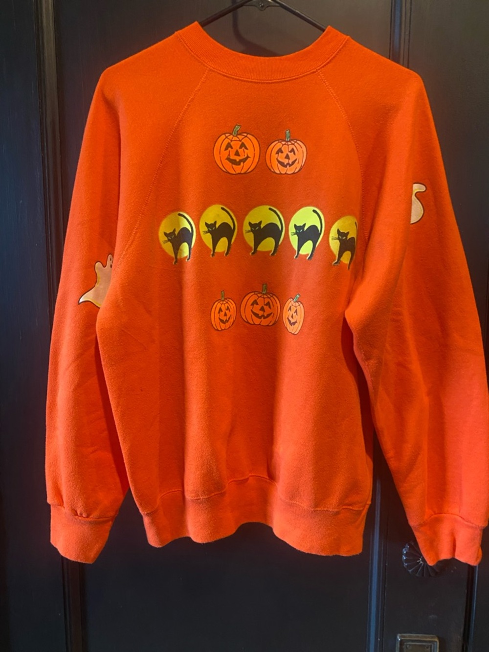 Vintage Halloween Pumpkin & Black Cat Sweatshirt